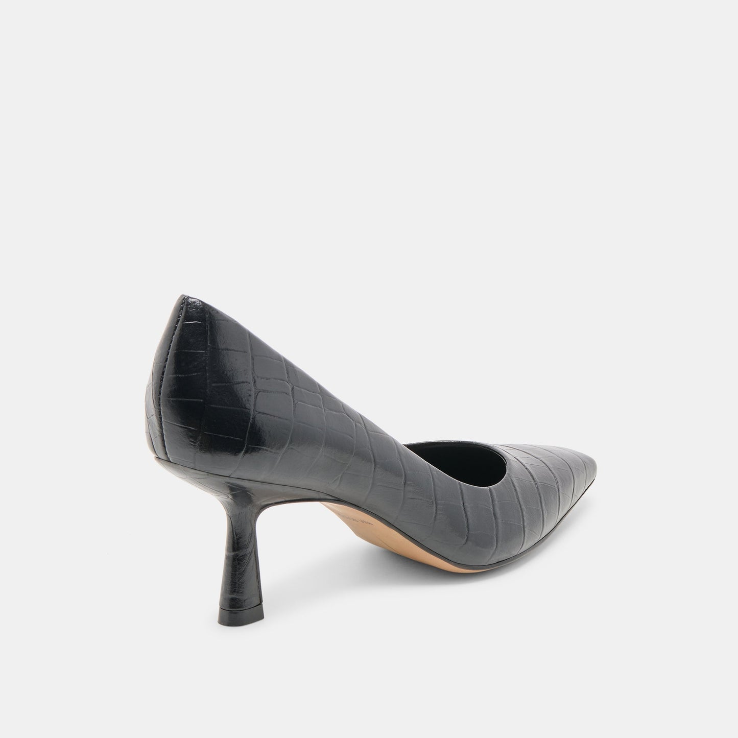 Briona Noir Croco Embossed Leather Heels - Dolce Vita