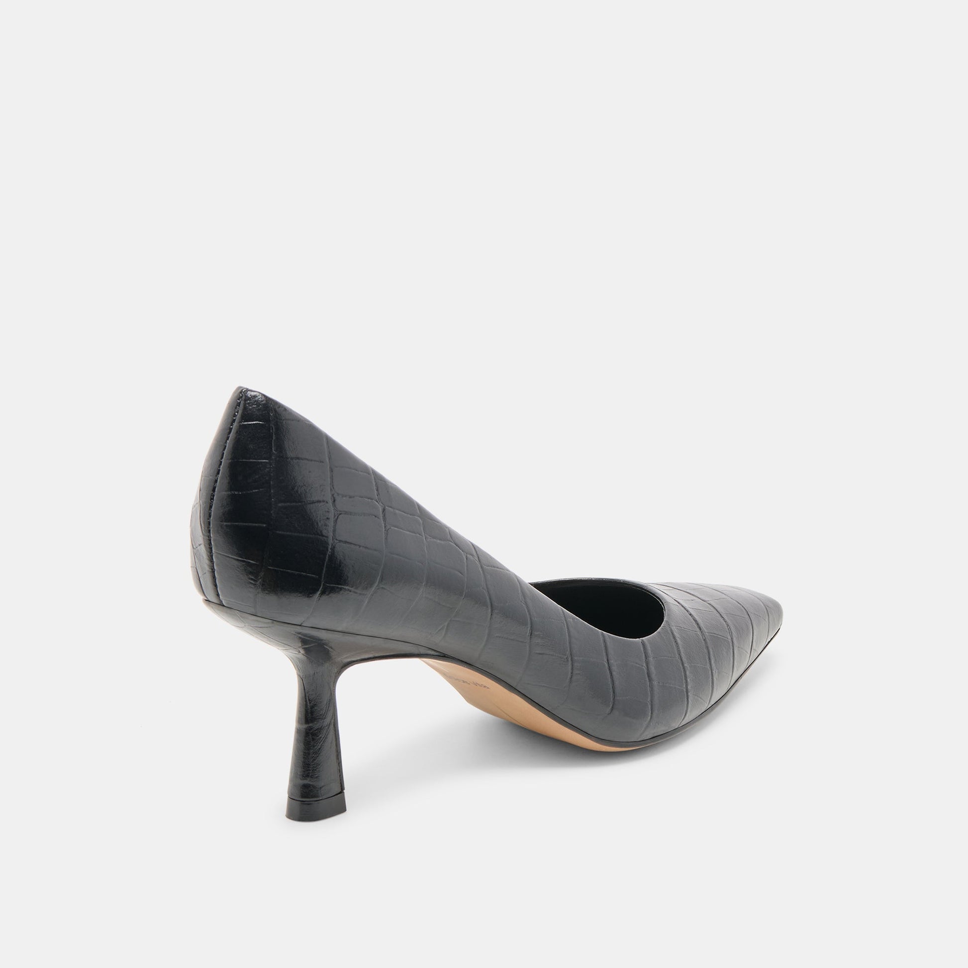 Briona Noir Croco Embossed Leather Heels - Dolce Vita