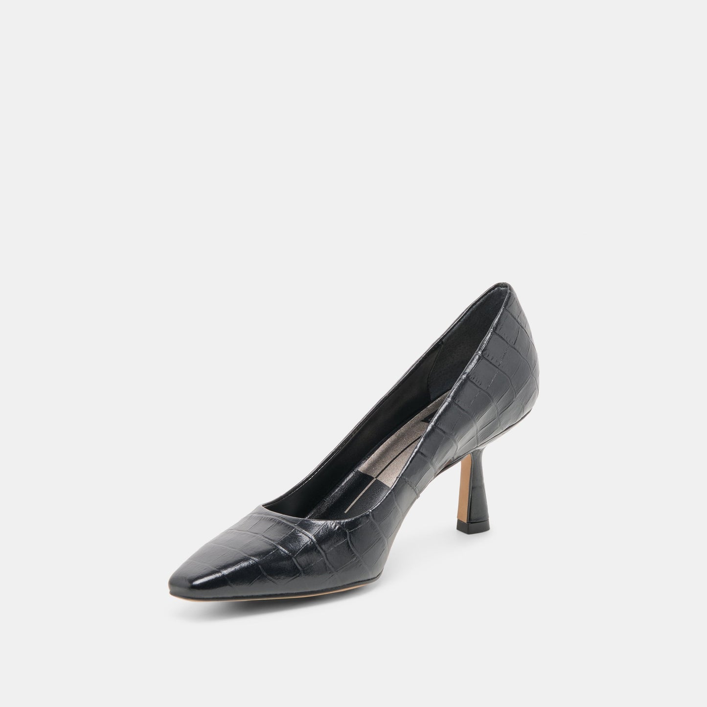 Briona Noir Croco Embossed Leather Heels - Dolce Vita