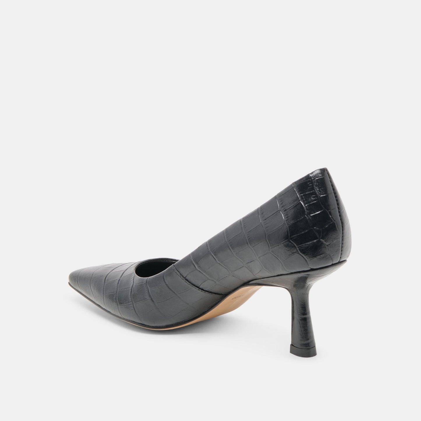 Briona Noir Croco Embossed Leather Heels - Dolce Vita