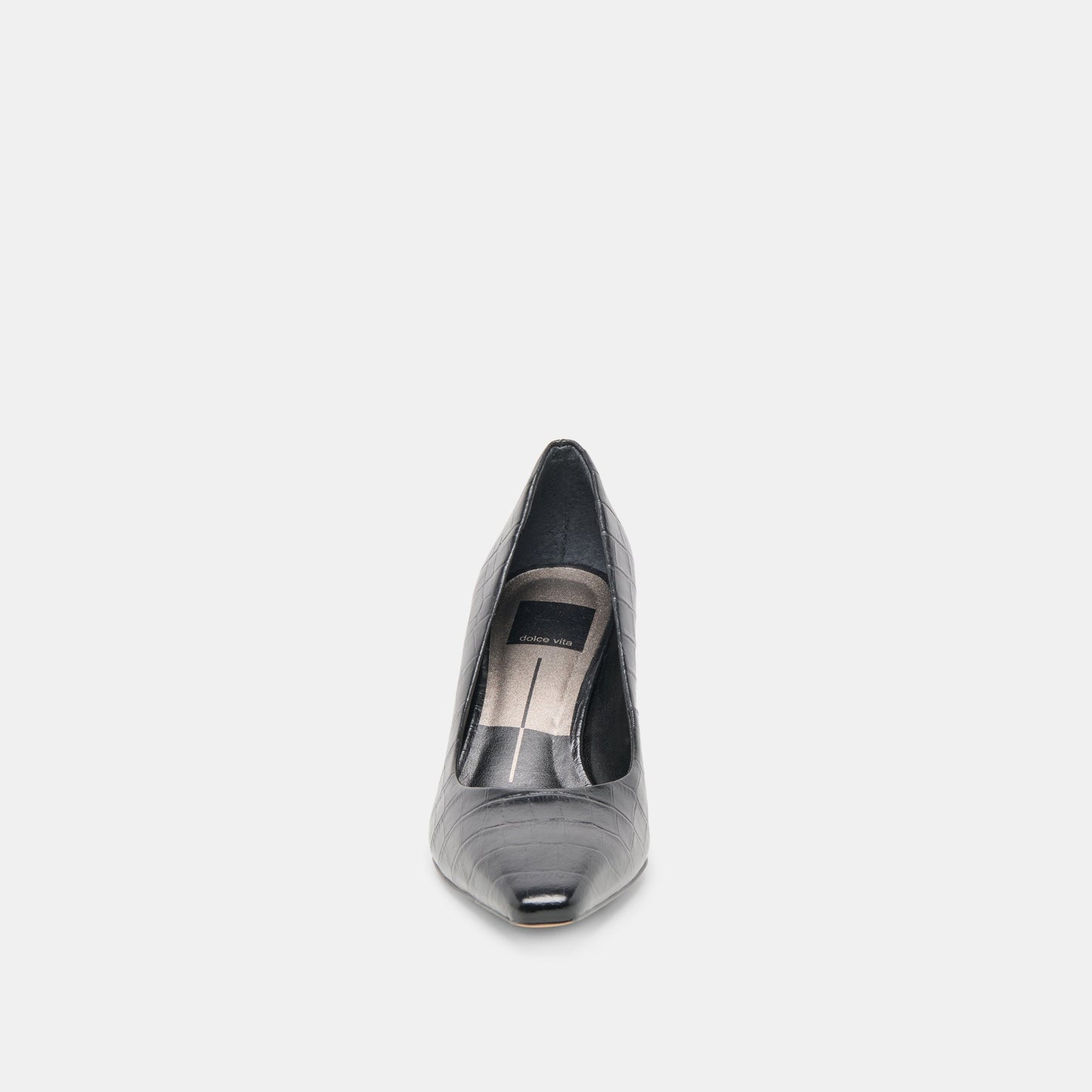 Briona Noir Croco Embossed Leather Heels - Dolce Vita