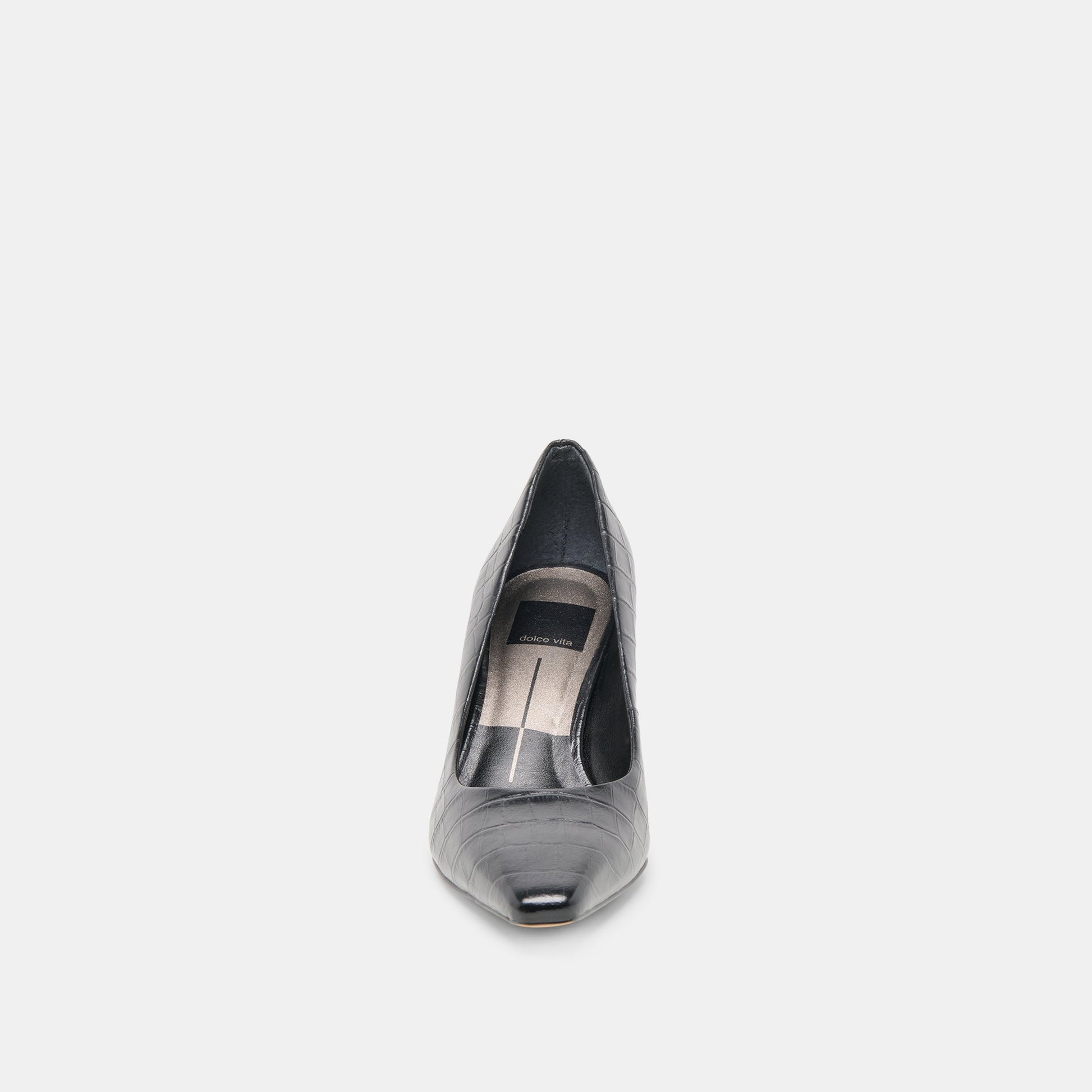 Briona Noir Croco Embossed Leather Heels - Dolce Vita