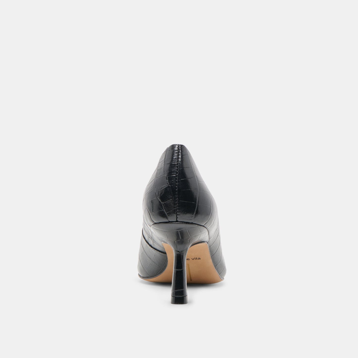 Briona Noir Croco Embossed Leather Heels - Dolce Vita