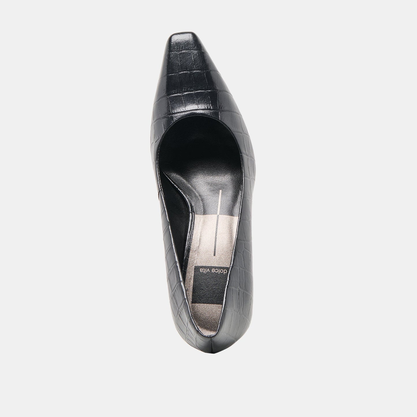 Briona Noir Croco Embossed Leather Heels - Dolce Vita