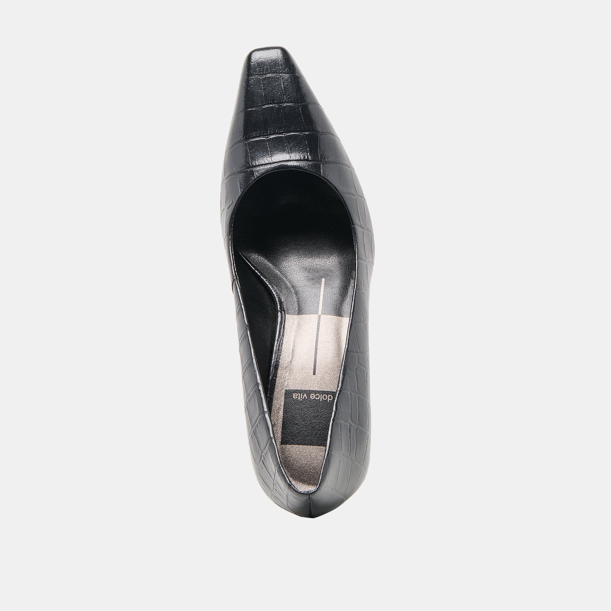 Briona Noir Croco Embossed Leather Heels - Dolce Vita