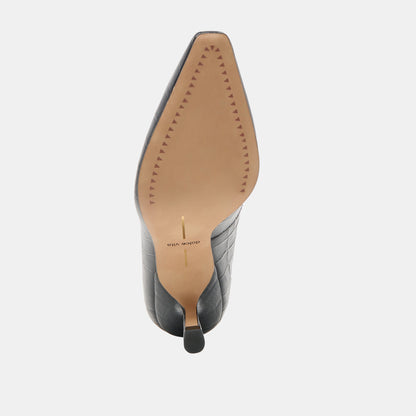 Briona Noir Croco Embossed Leather Heels - Dolce Vita