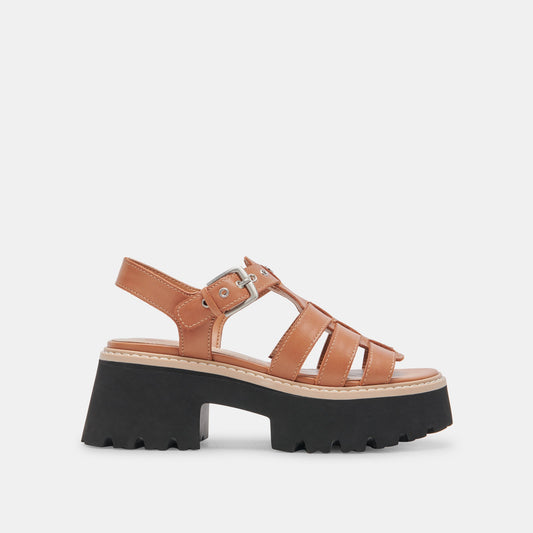LATICE SANDALS BROWN LEATHER - Dolce Vita