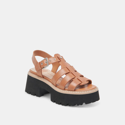 LATICE SANDALS BROWN LEATHER - Dolce Vita