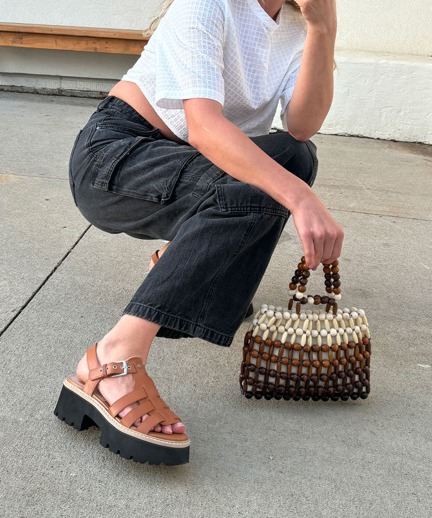 LATICE SANDALS BROWN LEATHER - Dolce Vita