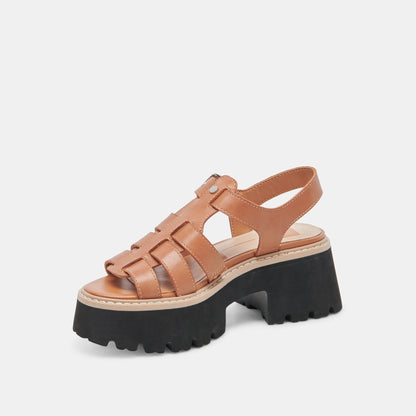 LATICE SANDALS BROWN LEATHER - Dolce Vita