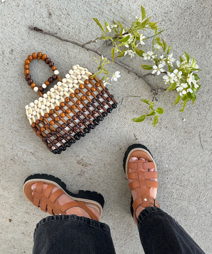 LATICE SANDALS BROWN LEATHER - Dolce Vita